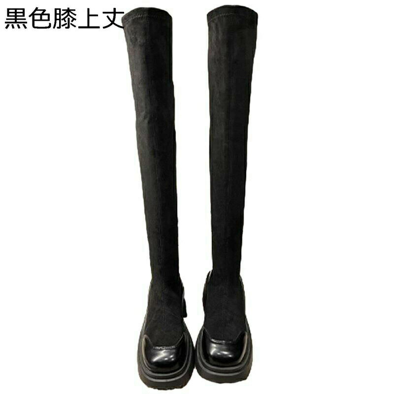 ロングブーツ ストレッチ オーバーニーハイブーツ 粗いかかと プラットフォーム 厚底 レディース ハイヒール ストレッチブーツ 秋冬 長ブーツ 長靴 カジュアル 身長UP 脱げない セクシー ファッション