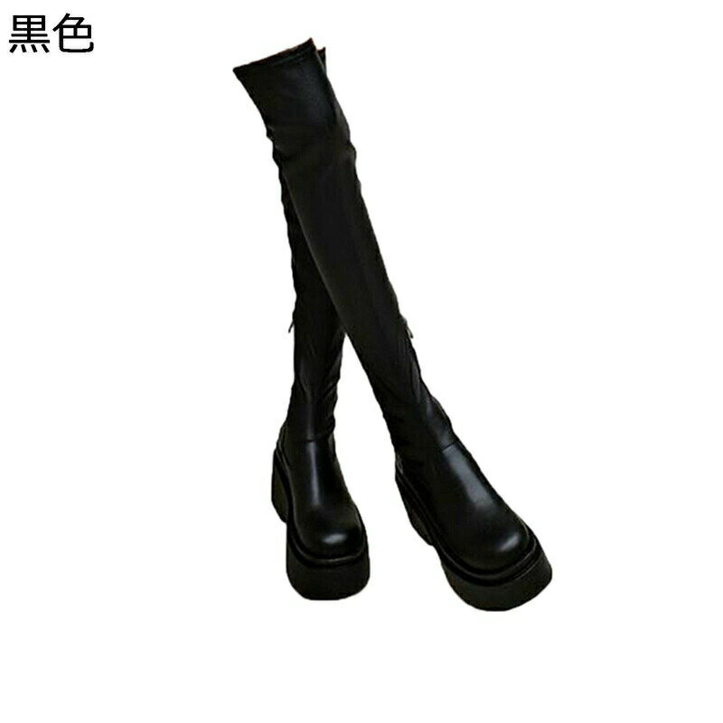 ロングブーツ ニーハイブーツ 厚底6.5cm プラットフォーム レディース 身長アップ ストレッチブーツ 秋冬 長ブーツ 長靴 カジュアル 身長UP 脱げない セクシー ファッション コンフォート 保温 女子力