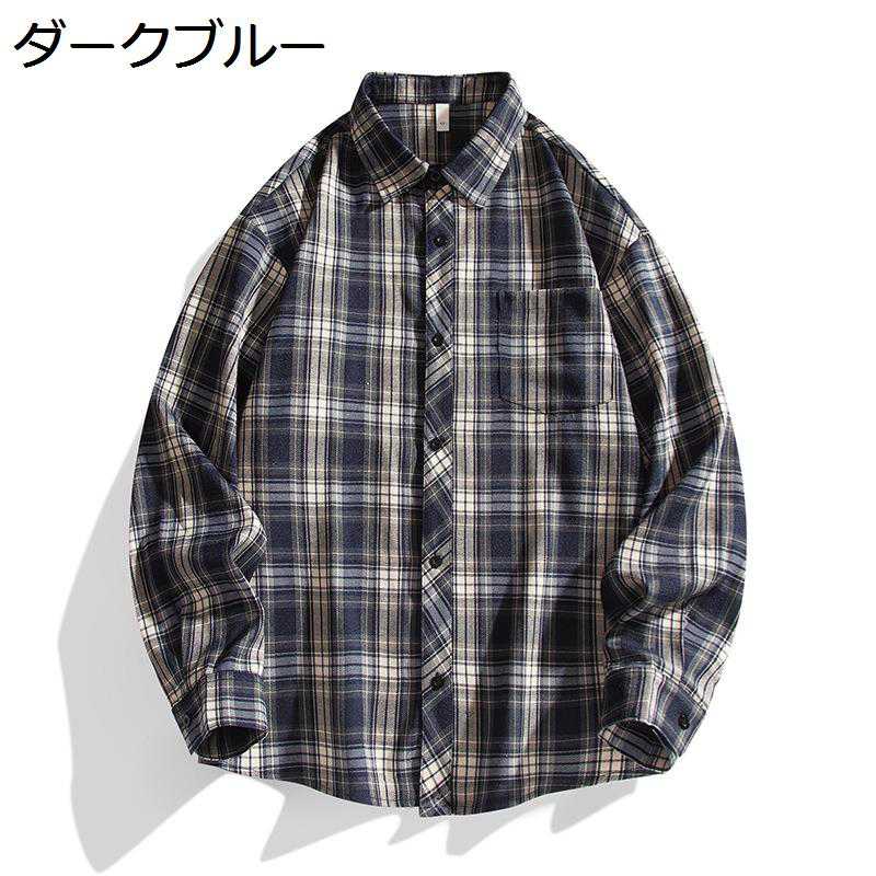 開襟シャツ 長袖 チェック柄 シャツジャケット メンズ カジュアル シャツジャケット 春夏 ボタンダウン..