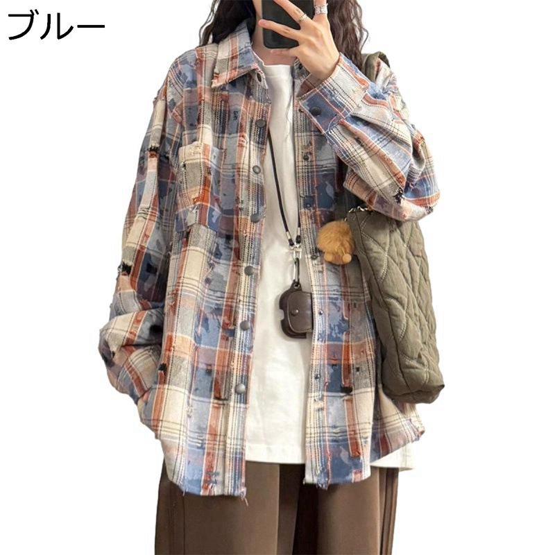 ヴィンテージ チェック柄 開襟シャツ 長袖 メンズ シャツジャケット カジュアル 春夏 ボタンシャツ 通..