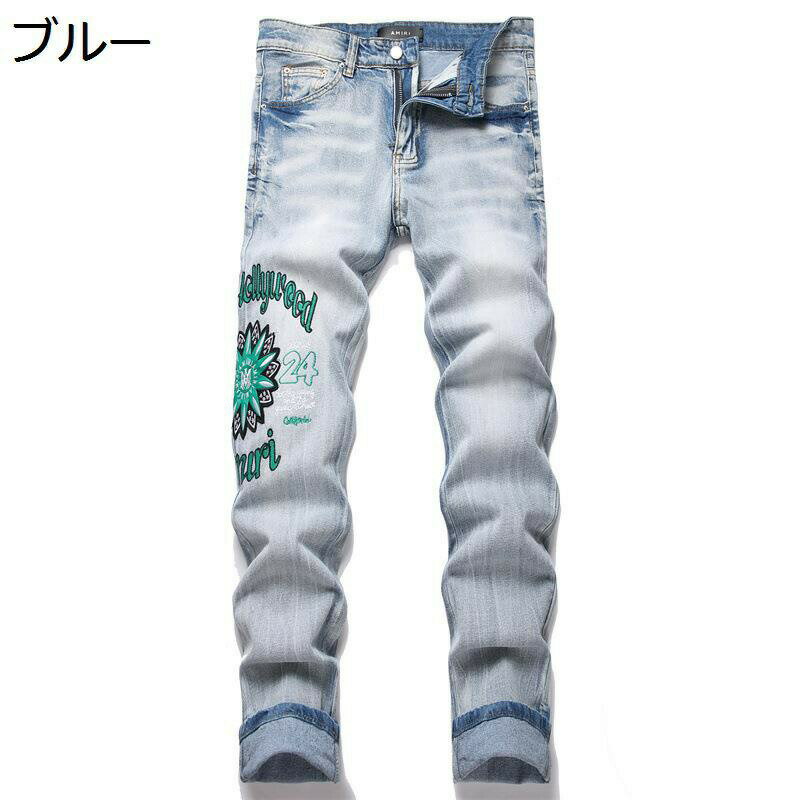 ジーンズ ダメージ加工 メンズ デニムパンツ スキニーパンツ 刺繍 ウォッシュ加工 細身 ロングパンツ ストリート hiphop系 春夏秋 Gパン バイカージーンズ 紳士用 ストレッチ 快適 ライダース 薄手