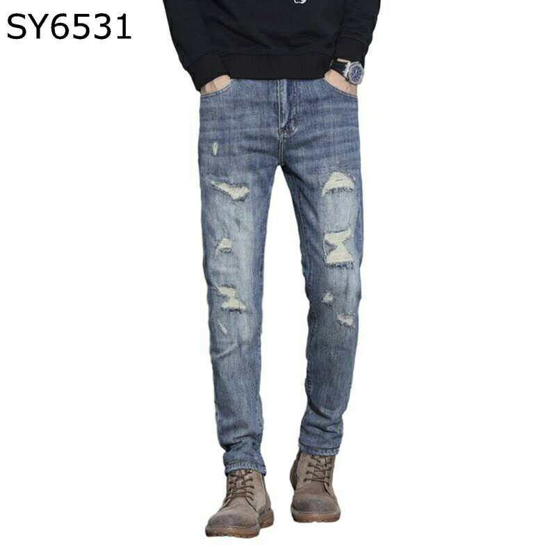 デニムパンツ ジーンズ メンズ ダメージ 細見 スキニーパンツ ストレッチ 男性 ズボン ロングパンツ 大人 レトロ お洒落 オリジナル ア..