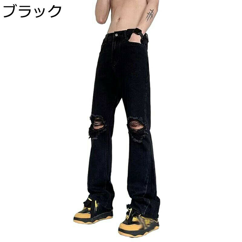 Gパン メンズ ズボン ロングパンツ ダメージ風 割れ目 薄い ワイドジーンズ ジーンズ デニムパンツ 春秋 夏 パンタロン カジュアル イージー 無地 軽量 柔らかい 洗濯機可 オールシーズン 通勤 男女兼用 ボトムス