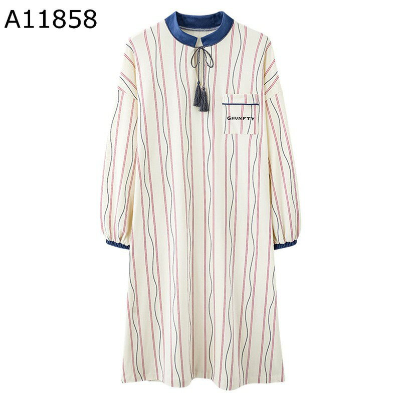 春秋 ネグリジェ レディース パジャマ ルームワンピース コットン 薄手 肌触り 快適 長袖 カジュアル ..