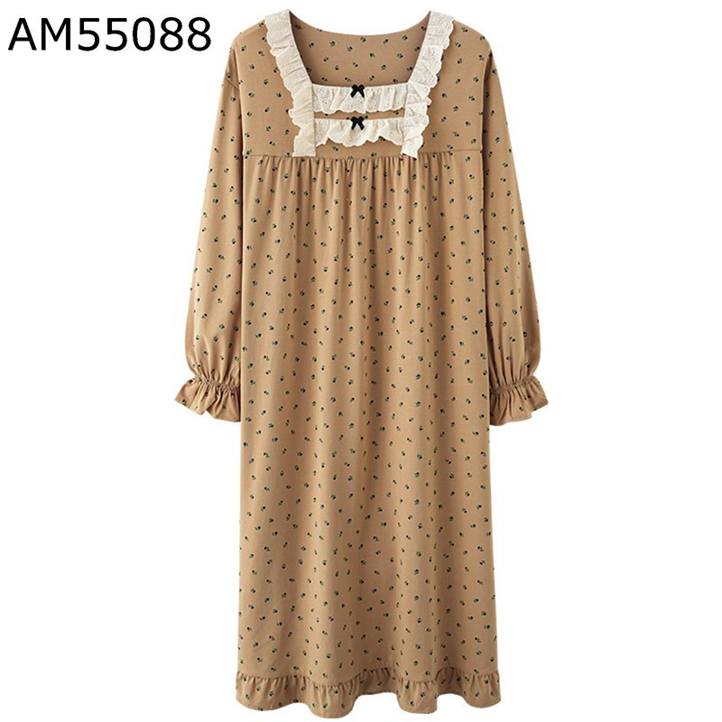 春秋 ルームワンピース 綿100 ネグリジェ パジャマ レディース 長袖 家着 ゆったり 小柄 カジュアル 通..