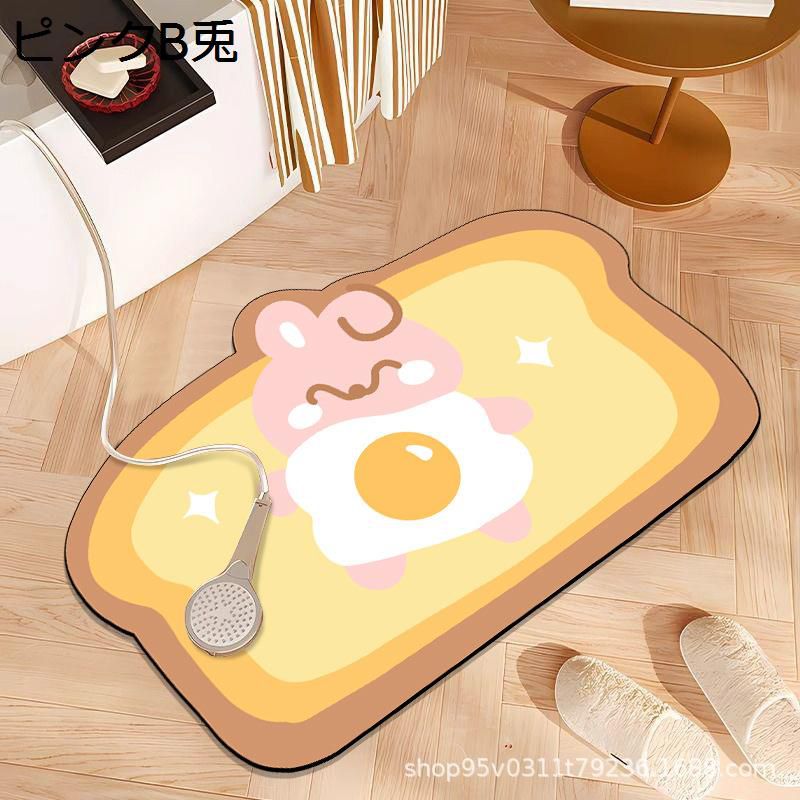 バスマット パン型 足拭きマット PVC 動物柄 マイクロファイバー 速乾 吸水 滑り止め かわいい 浴室足..