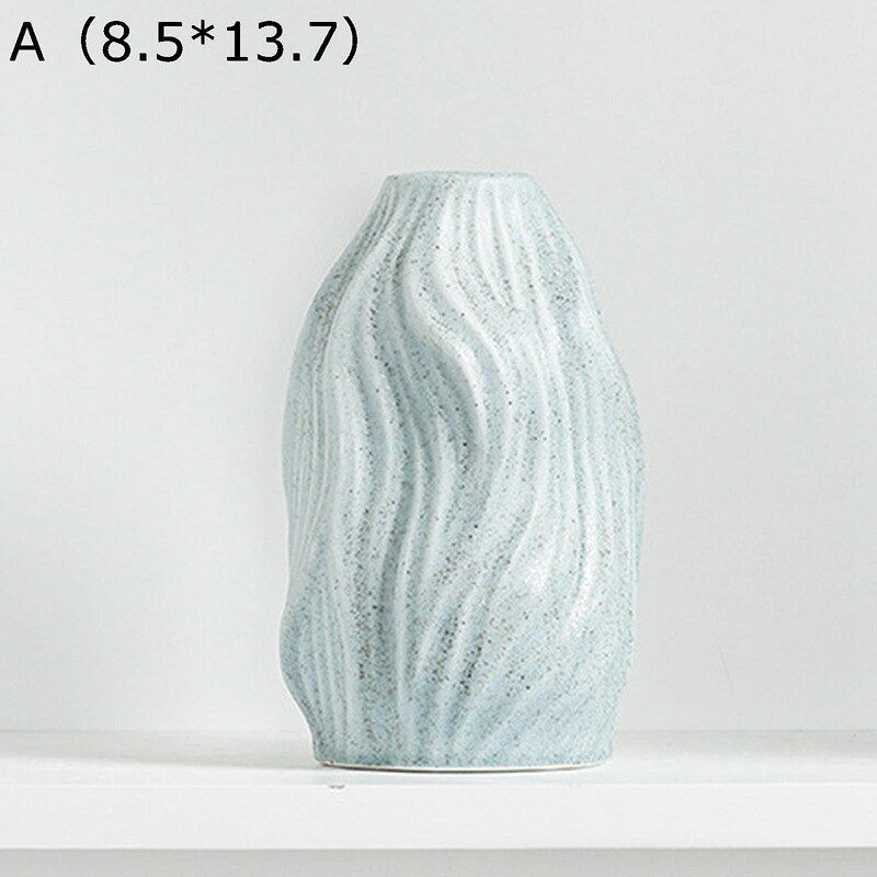 花瓶 ブルー 異型 不規則 一輪挿し ミニ花器 おしゃれ花器 花びん 陶磁製花器 陶器花器 ドライフラワー用花器 インテリア飾り 創意装飾 ガーデン装飾 室内装飾 プレゼント 北欧モダンシンプルデザイン