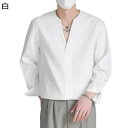 カジュアルシャツ メンズ 長袖シャツ シャツ 春夏 Vネック 日焼け止めアウター 速乾通気 吸汗 薄い 軽量 ゆったり 純色 着まわし お出かけ 韓国風 着心地良い ボリューム感 ファッション