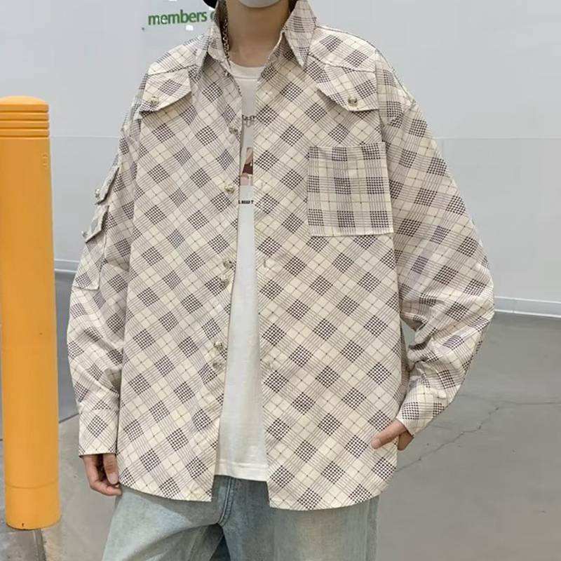 チェックシャツ メンズ 長袖 カジュアル シャツジャケット 折り襟 レトロ 春夏秋服 通気 速乾 柔らかい シンプル 無地 コンフォート リラックス トレーニング ゴルフ お出かけ 通勤通学