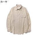 カジュアルシャツ メンズ ストライプ シャツジャケット ロングスリーブ 開襟 ヴィンテージ 春夏着 速乾通気 吸汗 薄手 軽い 体型カバー シンプル コーディネ...