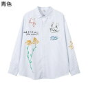 メンズシャツ 長袖シャツ ストライプ レディース 縞柄 刺繍 落書き ユニセックス 開襟 春秋着 カジュアルシャツ 軽量 通気性 速乾 汗染み防止 トップス 会...