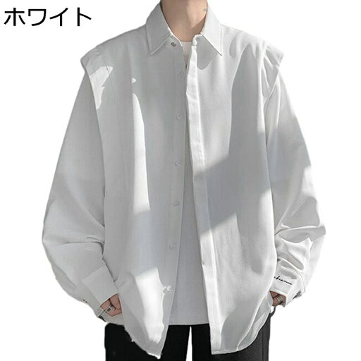 カジュアルシャツ メンズ シャツジャケット M-3XL 長袖シャツ ドレープ 春夏 開襟シャツ ボタンダウン 柔らかい 軽い 通気 防皺 大きいサイズ ゆったり ストリートモード系 デザイン性 おしゃれ