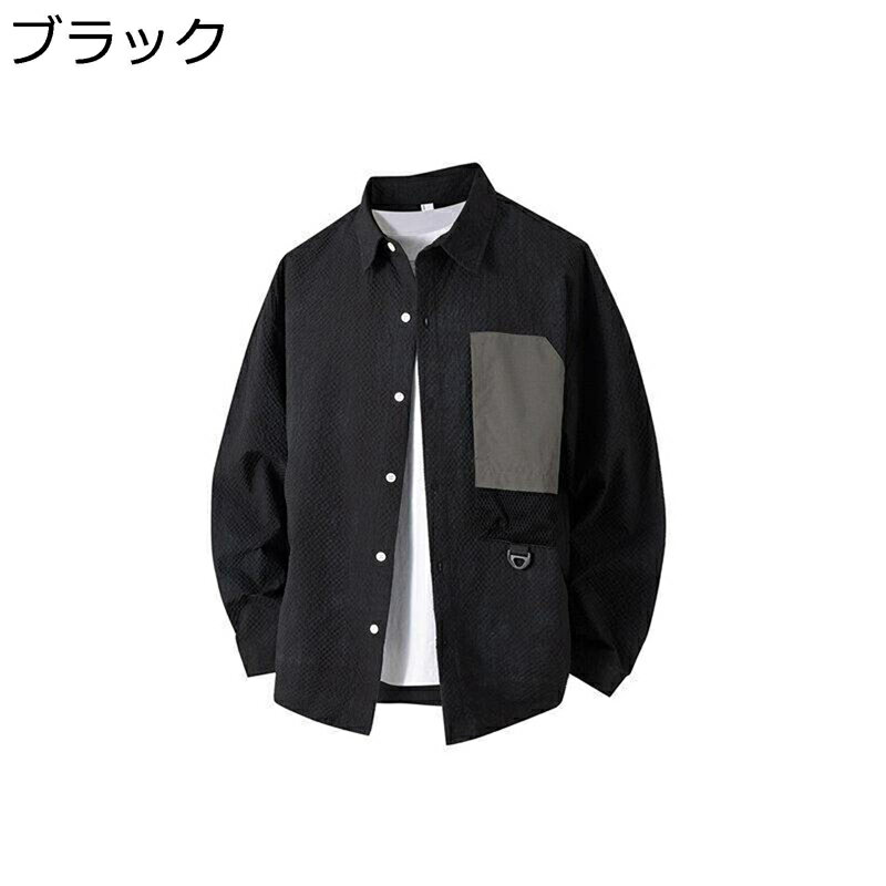 楽天kcreate長袖 切り替えデザイン パッチワーク シャツジャケット メンズ 開襟シャツ ヴィンテージ アウター カジュアル オープンカラー 軽量 通気 サラサラ コンフォート ビッグサイズ ゆる キレイめ