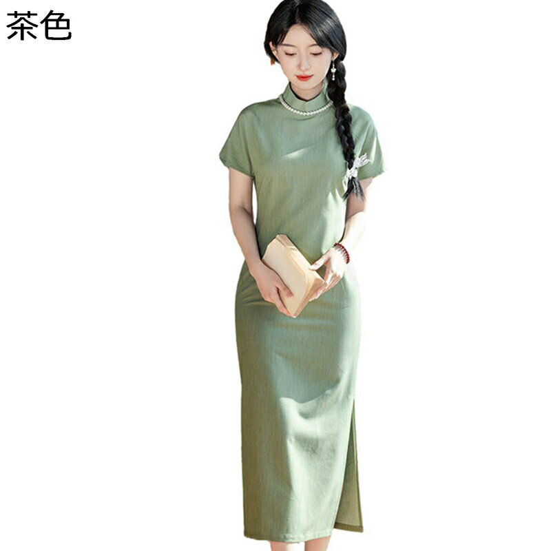 チャイナドレス 伝統服 レディース ワンピース チャイナ服 ロング丈 学院風 スタンドカラー チーパオ スリット チャイナ風 かわいい コンフォート 若者 彼女 デイリー 宴会 写真?影