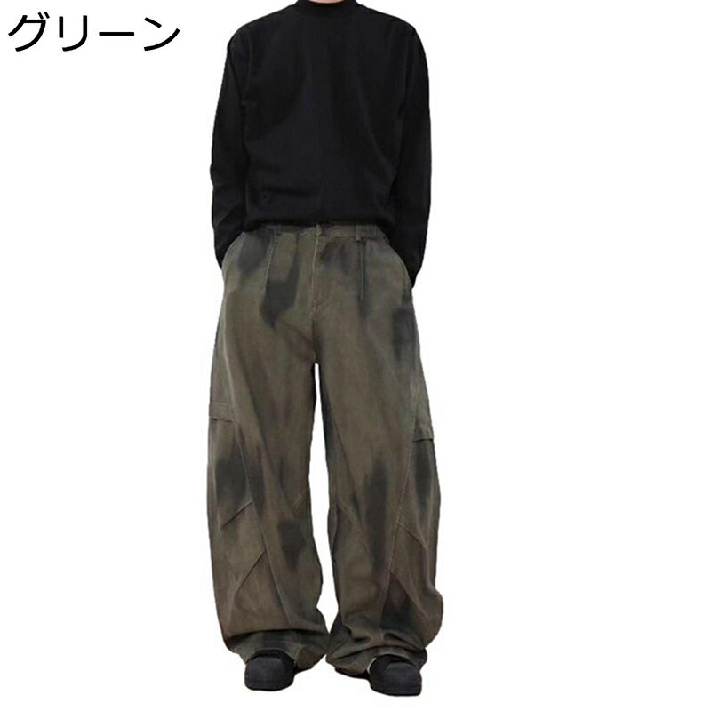 ジョガーパンツ ワイドパンツ メンズ 落書き ボトムス ウォッシュ加工 ビンテージ 長ズボン 春 夏 秋 カジュアル アメカジ ゆったり ストレート ジュニア 男性用 長ズボン