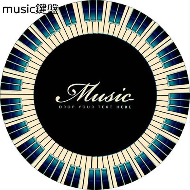 ラグマット カーペット 円形 毛足ない ピアノ鍵盤のプリント チェアマット 滑り止め付き 柔らかい 抗菌..