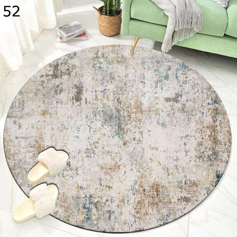 円形 ラグ カーペット チェアマット ベッドルーム パソコンチェア用ラグ 毛足ない 平織り 滑り止め付き..