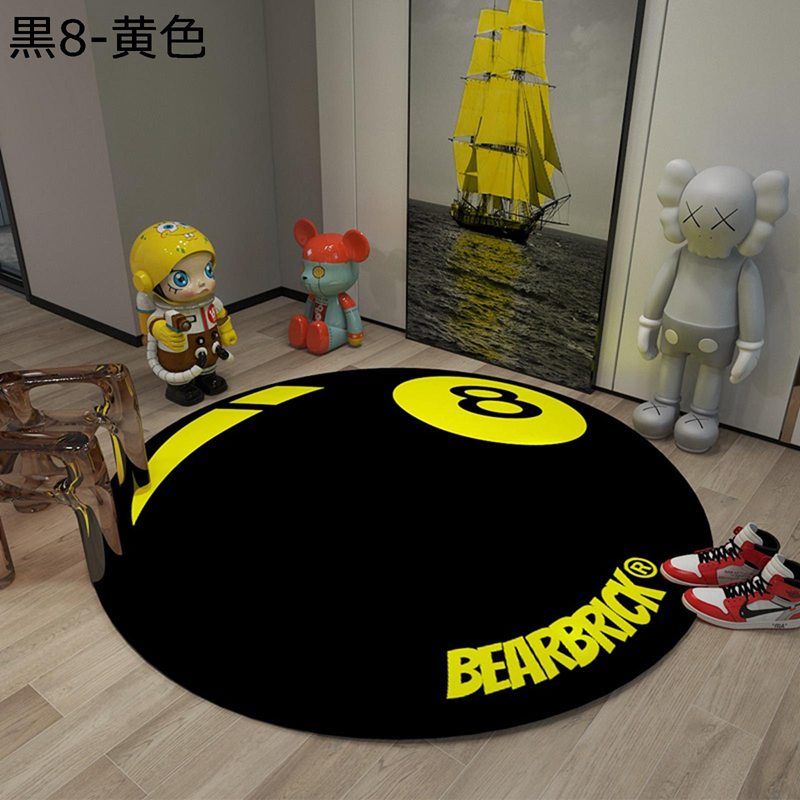 ラグ カーペット 8号ビリヤード 円形 チェアマット 毛足ない 抗菌防臭 滑り止め付き 床保護マット 防音..