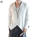 シャツ メンズ 和風 日系 長袖 カジュアル 斜め襟 ワラップスタイル 窮屈感のない コンフォート 吸汗 速乾 通気性 秋服 春服 コーディネート 普段着 スポ...