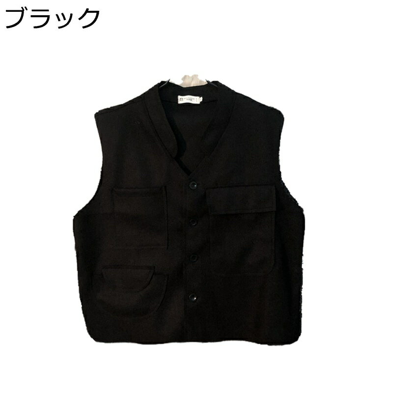 チョッキ ベスト 袖無しジャケット Vネック ポケット4つ 夏着 春着 メンズ ボタン レトロ 無地 シンプル 薄め カジュアル 着痩せ トップス ファッション 運動着 スポーツ お釣り 学生