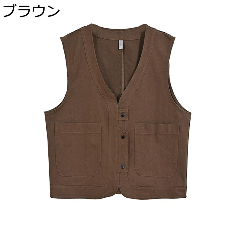 チョッキ 綿麻ベスト レディース 無袖シャツ ポケット付き 春服 夏服 ブラウス 重ね着 前開き 開襟シャツ ノースリーブ 薄手 カジュアル トップス 体型カバー 着痩せ おしゃれ シースル シンプル