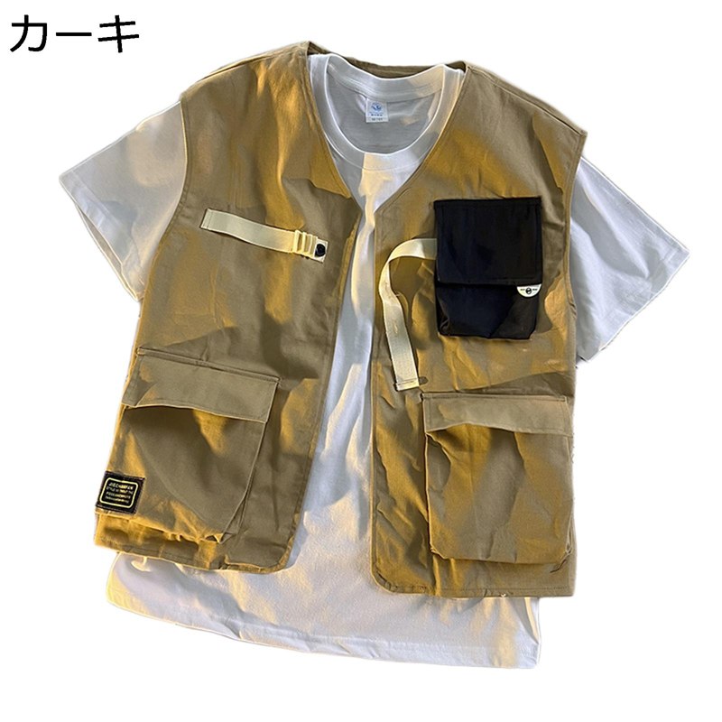 夏用ジャケット 戦術チョッキ ジレベスト メンズ 重ね着 ショート丈 大きいサイズ Vネック 薄い 開襟シャツ カジュアル 春服 夏服 トップス お洒落 速乾 軽量 キャンプ 作業 登山り お釣り