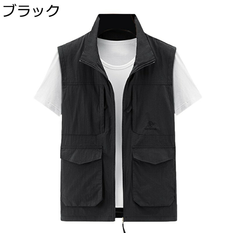 メンズベスト チョッキ M-6XL 大きいサイズ 春服 夏服 無袖ジャケット 薄め 重ね着 ジップアップ スポーツ コート カジュアル おしゃれ 韓国風 ファッション 動きやすい お釣り アウトドア 学生