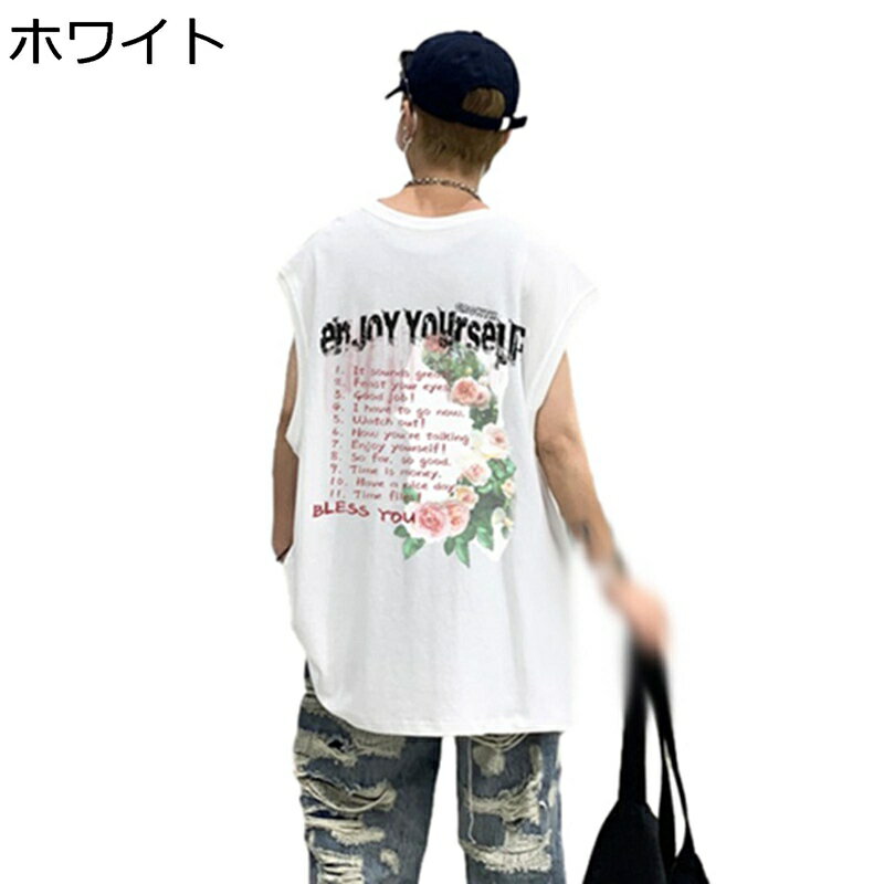 無袖シャツ メンズ ベスト フレンチスリーブ 花柄 大きいサイズ Tシャツ 半袖 カジュアル 春夏服 薄手 スポーツウェア 無袖 ノースリーブ オーバーサイズ 運動 通勤通学 学生 街着 体重115kg応対