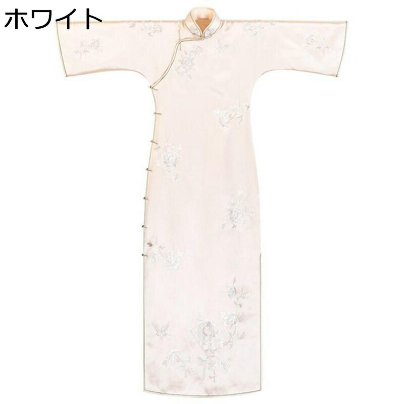 チャイナドレス チャイナ服 レディース 開襟 ロング丈 長袖 花柄 刺繍 フォーマルワンピース イブニングドレス ファッション エレガント スリット 春秋 宴会 美脚 日常着用 写真?影