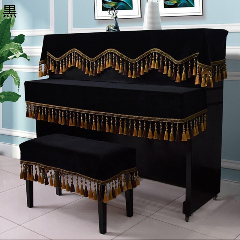 ピアノカバー ピアノトップタオル デジタル 電子ピアノカバー ユニバーサル 標準直立型対応 ヨーロッパ風 無地 タッセル アンティーク 優雅 防塵掛け 傷防止 保護布 ピアノ掛け ピアノタオル オシャレ