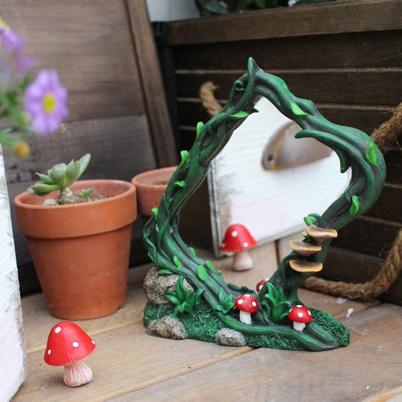 ガーデニング 藤 方形鏡 ガーデンオブジェ ガーデン置物 可愛い 田園風 樹脂 装飾品 防水 耐久 カントリー雑貨 庭 飾り 園芸 インテリア ベッドルーム 北欧 ベランダ 屋外用彫像