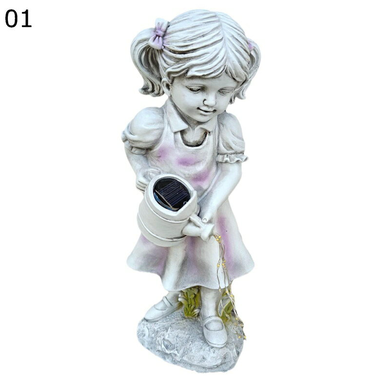 ガーデニング 女の子 ガーデンオブジェ ソーラーライト 置き物 可愛い ガール 田園風 ガーデニング 樹脂 防水 耐久 ガーデン雑貨 庭 飾り 園芸 インテリア 玄関 屋内屋外装飾