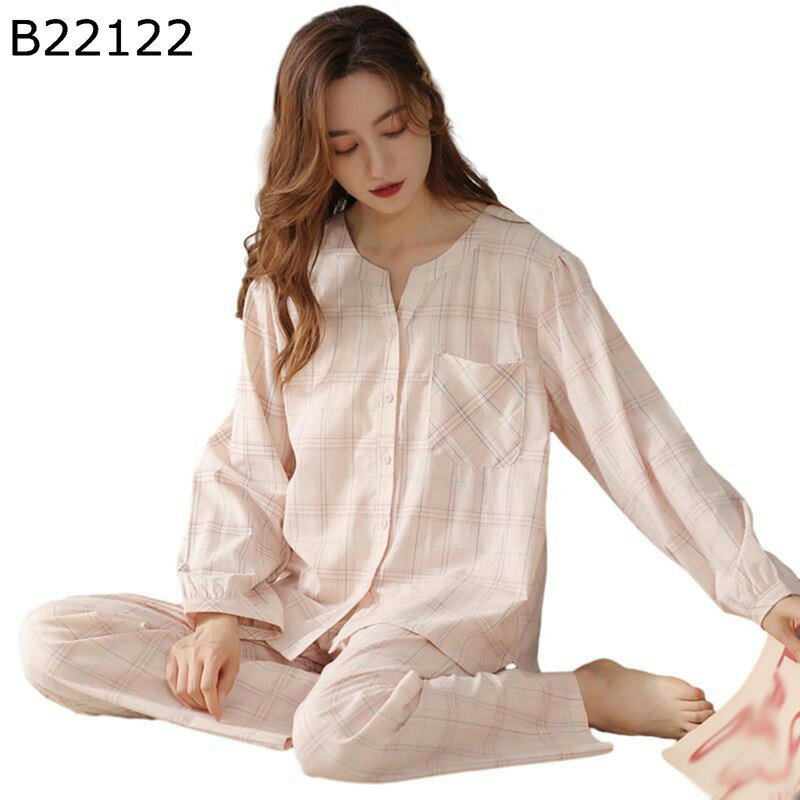 パジャマセット 綿100 レディース ロングパンツ チェック柄 ナイトウェアセット 長袖 丸首 ボタン 開襟 部屋着 2点セット リラックス 女性 柔らか シンプル 大きいサイズ おしゃれ ルームウェア 敏感肌 ねまき