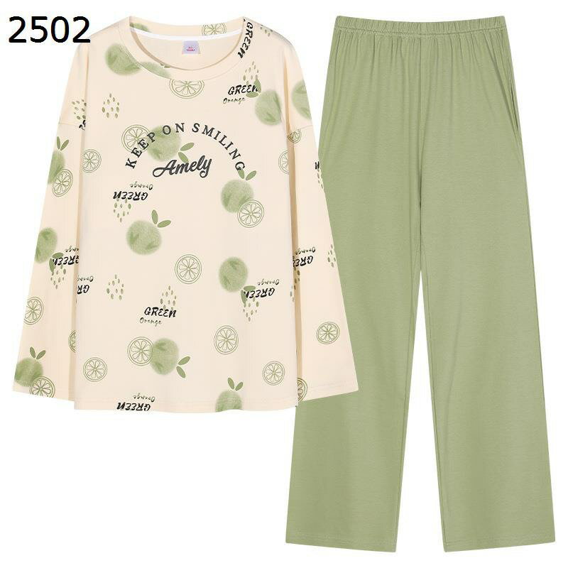 レディース ロングパンツ パジャマセット 長袖シャツ 部屋着 丸首 tタイププル 上下セット 2点セット リラックス 女性 柔らか 便利服 安眠 綿100 ナイトウェアセット 寝間着 外出着 婦人