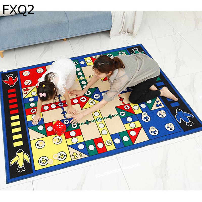 プレイマット フライトチェス柄 大判 キッズラグ 夏用 遊べる 知育 防音 転倒防止 ゲームパッド 敷物 ..