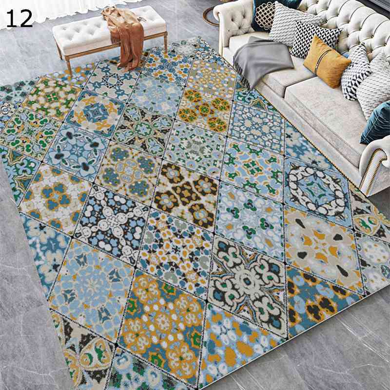 センターラグ 花柄カーペット フロアマット 長方形マット 大きめ 民族模様 リビングパット ボヘミアン風 インテリアマット 敷物 滑り止め カラフル 凹み防止 騒音対策 洗いOK リビング