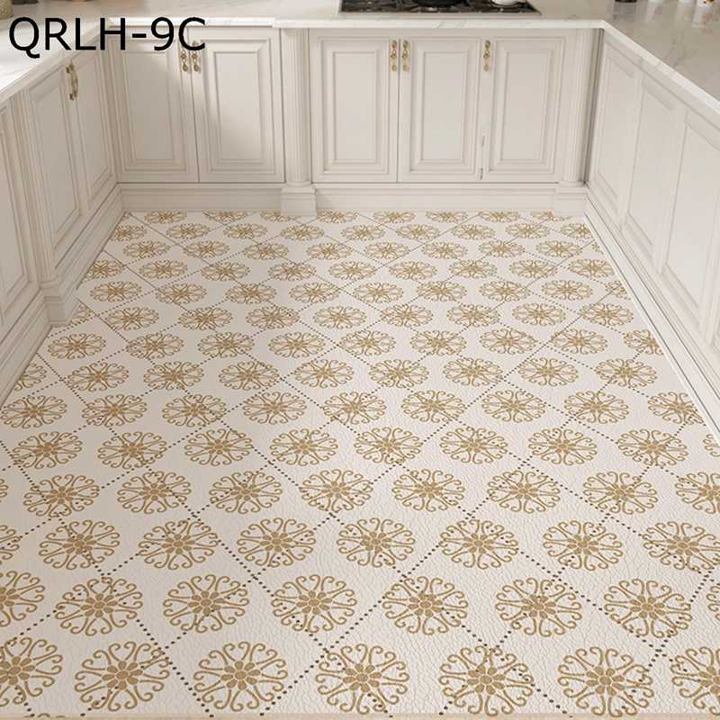 ラグマット カーペット 花柄 PVC革 拭ける 撥水 抗菌 汚れ防止 ハサミでカット可 防水シート 防滑 触さよい 踏み心地良い 軽量 防音効果 ペット対応 居間用 洋室 洗濯 台所 脱衣場 キッチン