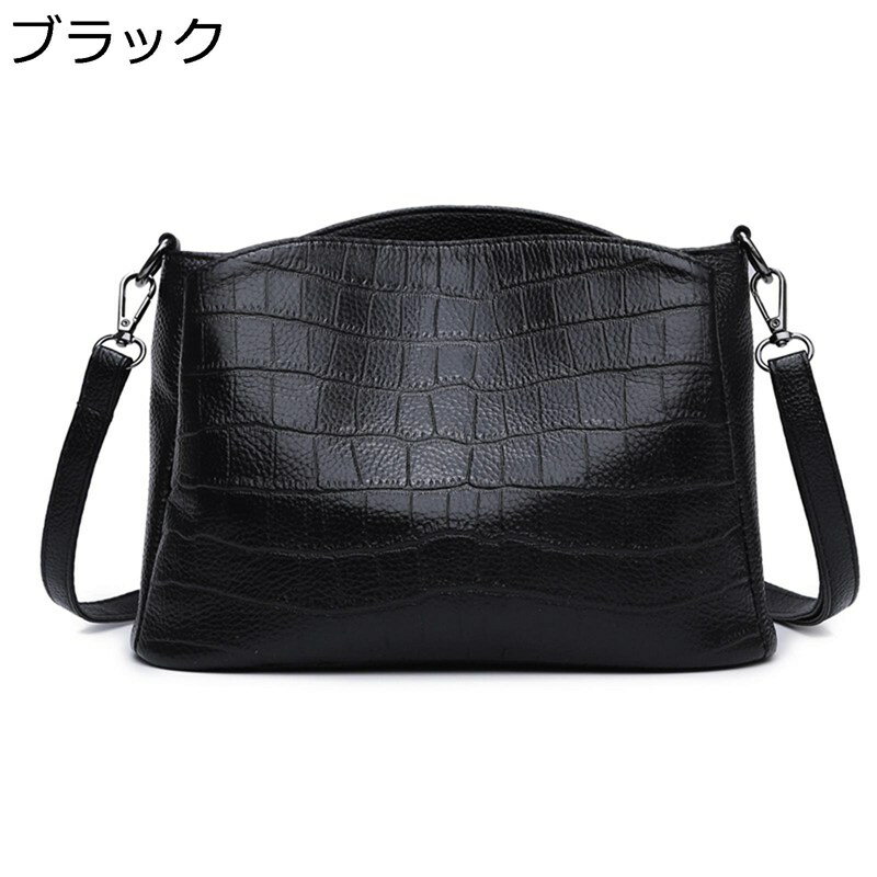 ショルダーバッグ レディース ワニ クロコダイル柄 大容量 バケットバッグ 2way 肩掛け 背中ポケット 仕切り 斜め掛け 本革 便利 丈夫 春 夏 秋 冬 多機能 韓国 アンティーク フェミニン 母の日 通勤用(4)