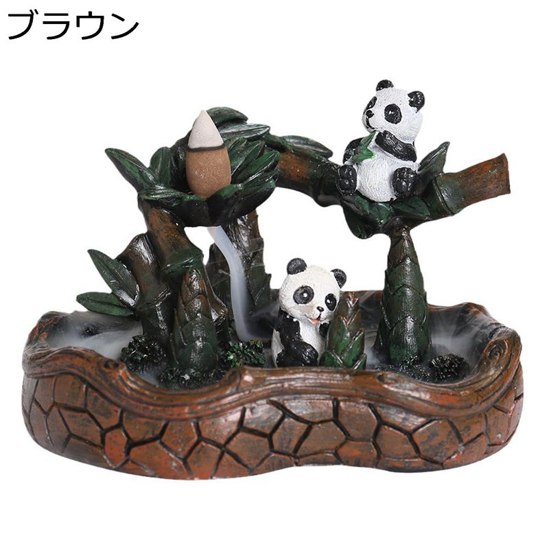 パンダ逆流香炉 倒流香炉 樹脂製 香炉 ストレス解消 おしゃれ 風水グッズ 工芸品 クリエイティブ 癒しい インテリア飾り デスクトップの装飾 香道用 記念日 お祝い 瞑想 ヨガ オフィス