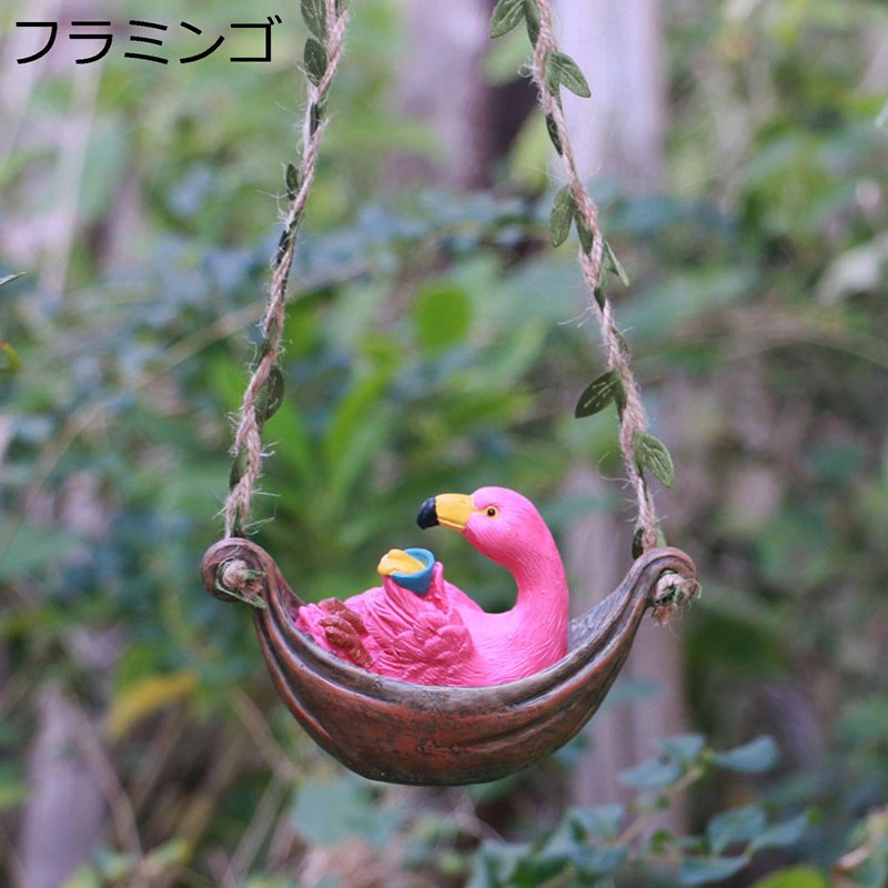 ガーデンオーナメント 動物 ぶらんこ ガーデンオブジェ 掛ける かわいい ガーデニング 樹脂 装飾品 置き物 防水 耐久性 カントリー雑貨 園芸用品 インテリア マイクロ風景工芸品