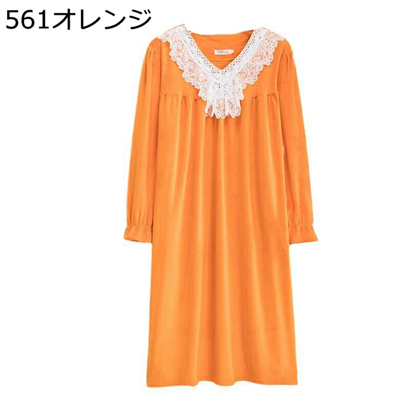 ルームウェア 寝巻き 長袖 レース ワンピースパジャマ フリース かわいい レディース ネグリジェ 3XL-4XL 寝間着 ナイトウェア 厚手 もこもこ ふんわり 保温 春秋 ゆったり 大きいサイズ