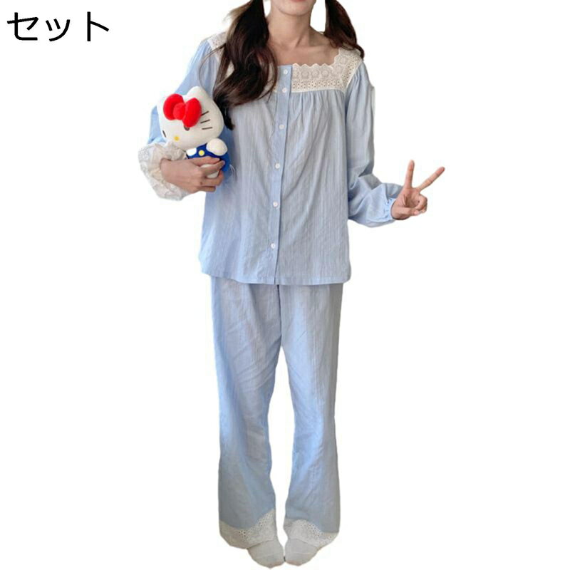 長袖 ネグリジェ 開襟 ボタン 綿100 レース ワンピースパジャマ ルームウェア 寝巻きゆったり かわいい 春秋 寝間着 快適 おしゃれ ゆったり 家着 敏感肌 ナイトウェア