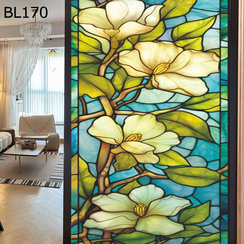 ガラスフィルム 花柄 ステンドグラス 窓用フィルム 断熱 uvカット 水で貼る 貼り直し可 接着剤必要なし 窓目隠し 遮光シート ガラス窓フィルム プライバシー保護 新年 新生活 引越し祝い