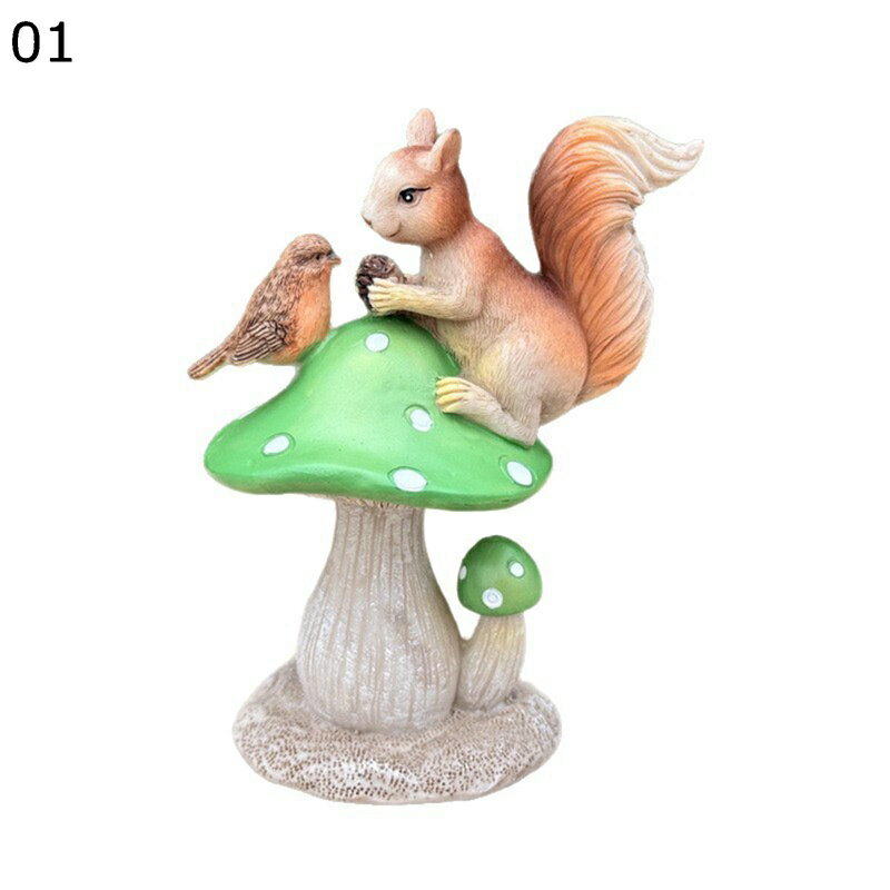 ガーデニング リス キノコ ガーデン装飾 ガーデン置物 カワイイ 童話風 庭 オーナメント 樹脂 装飾 防水 アウトドア 屋外 園芸雑貨 インテリア 庭 飾り 屋外 デコレーション 動物