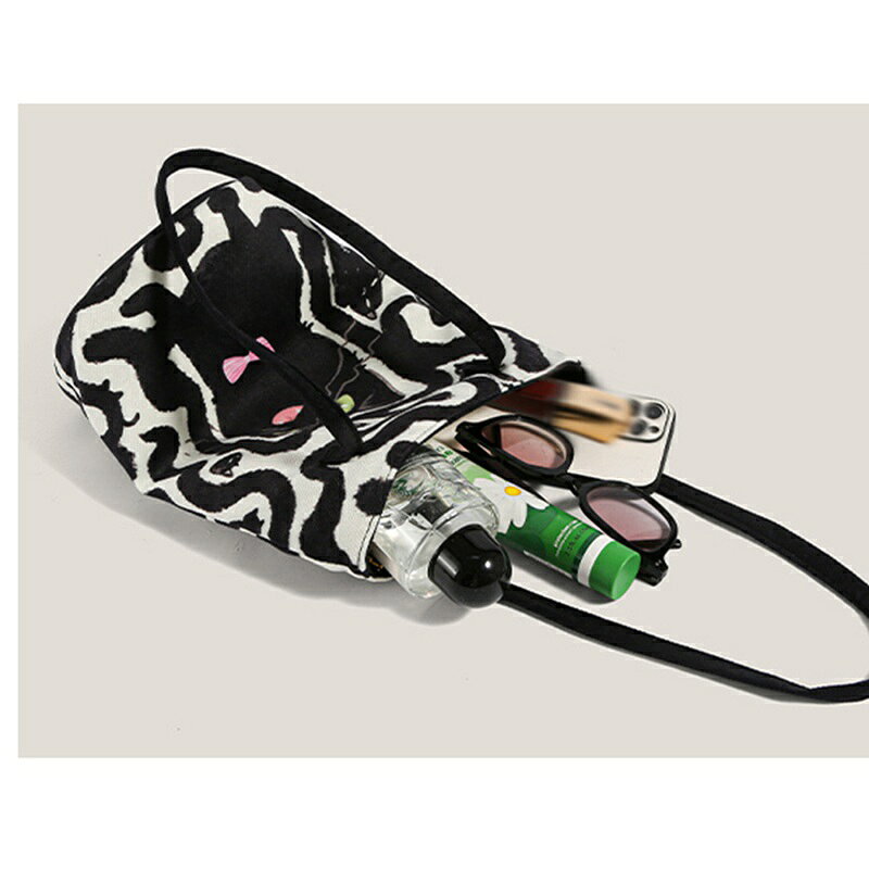 バッグ 猫 キャンバス レディース 2way 縦型 トートバッグ ファスナー ショルダーバッグ トートバッグ エコバック キャンバストート バケツ型 通勤バッグ かばん 手提げ 大容量 おしゃれ 可愛い 軽量