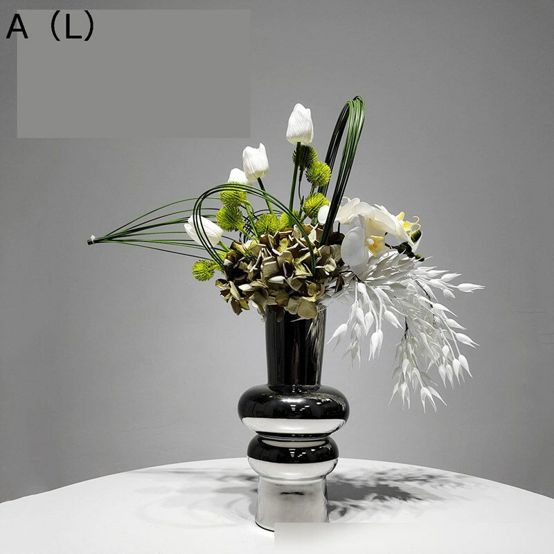 フェイクフラワー 胡蝶蘭 チューリップ 造花アレンジメント インテリア 卓上 人工観葉植物 ガラス花瓶..