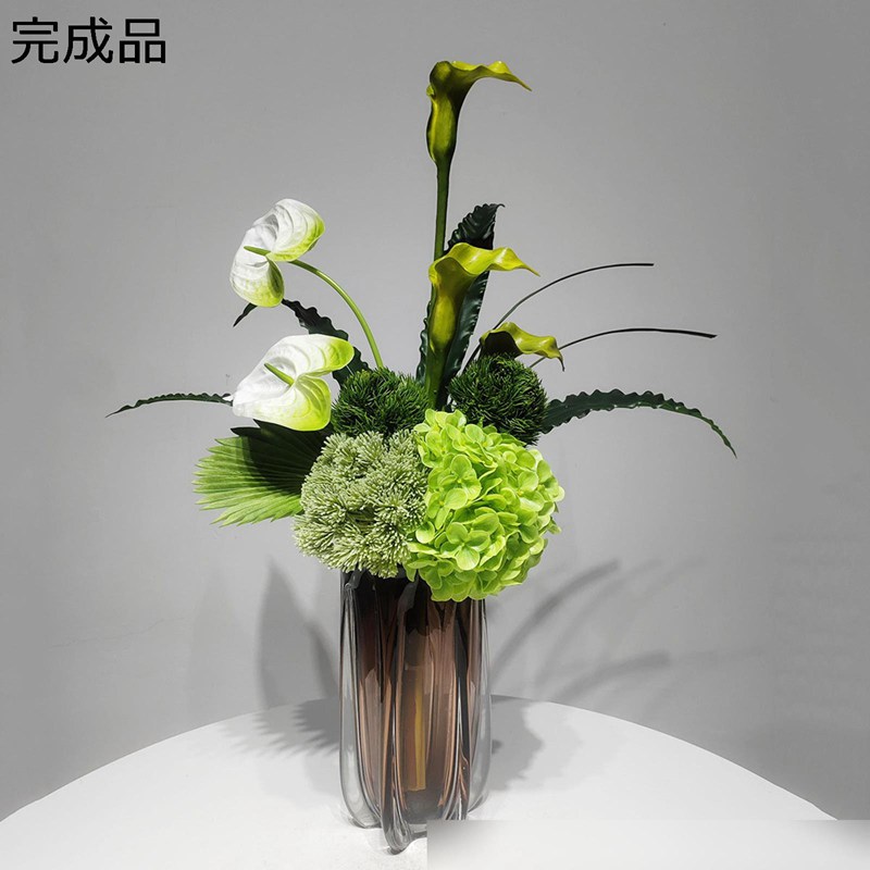 造花 フェイクフラワー クワイ 紫陽花 フラワーアレンジ インテリア ガラス花瓶 玄関 和モダン 綺麗 部屋飾り ディスプレイ用 造園 店舗 カフェ 喫茶店 撮影用小物 転居祝い お見舞い 水やり不要