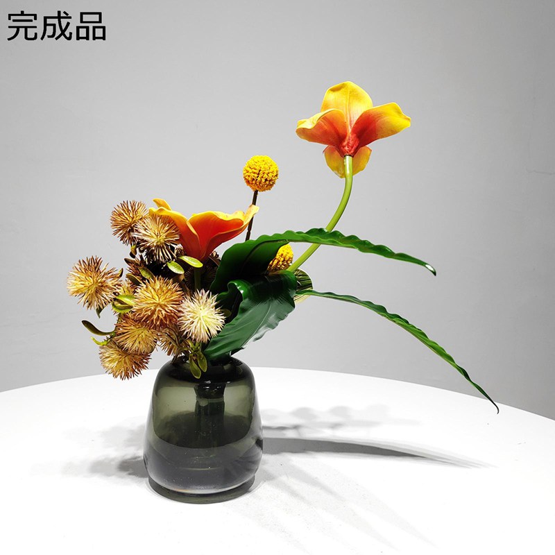 造花 フェイクフラワー フラワーアレンジメント インテリア 胡蝶蘭 ガラス花瓶挿し 玄関 和モダン 綺麗..