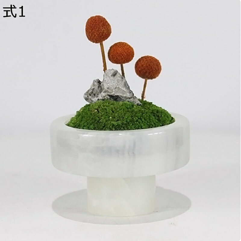 苔 インテリア 造花アレンジ 生け花 枯れない レジン花瓶 石 お手入れ不要 室内 異型 リアルな外観 耐..