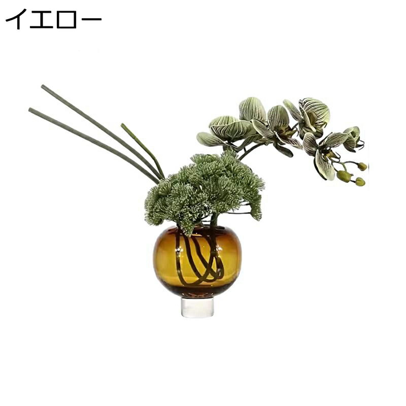 造花 フェイクフラワー 胡蝶蘭 フラワーアレンジメント インテリア 花瓶付き 玄関 北欧 リアル 茂る外..